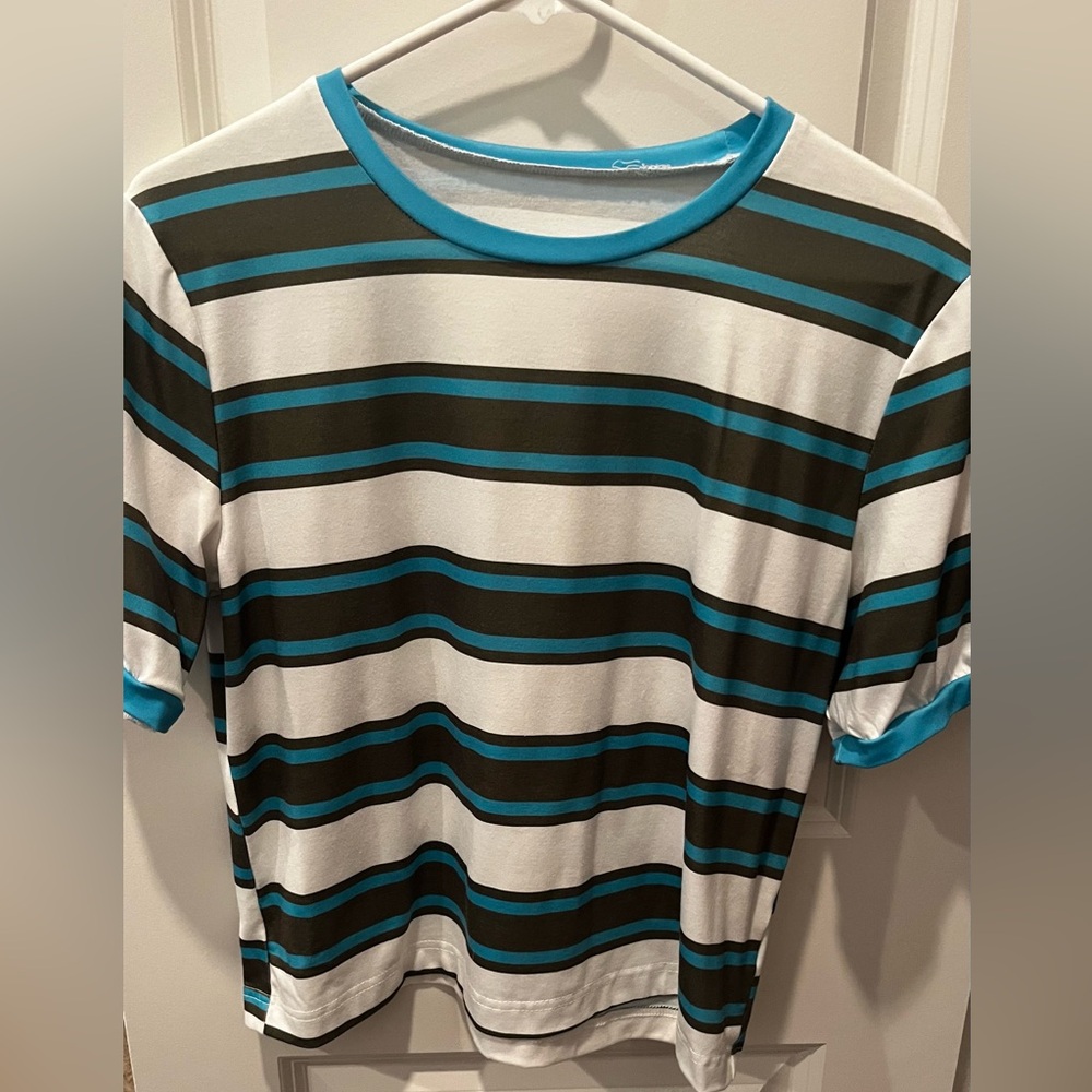 NWOT Striped T-Shirt with Blue Accents